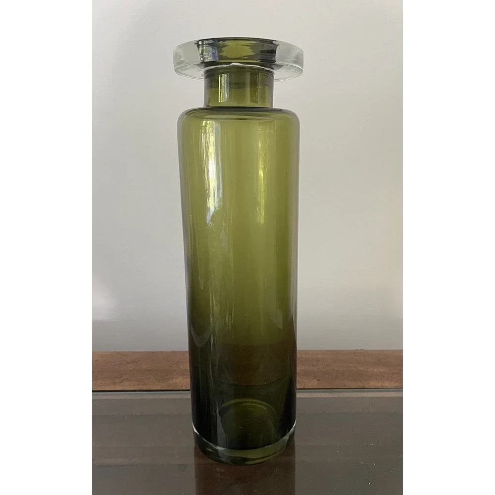 Tall Olive Green Jekyll Bottle Apothecary Alchemist Jar Vase Ombre Gradient